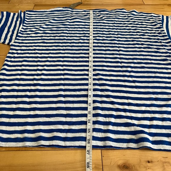 J. Crew Linen roll-cuff crewneck T-shirt in stripe 100% Linen Size 2X - NEW - Picture 8 of 8